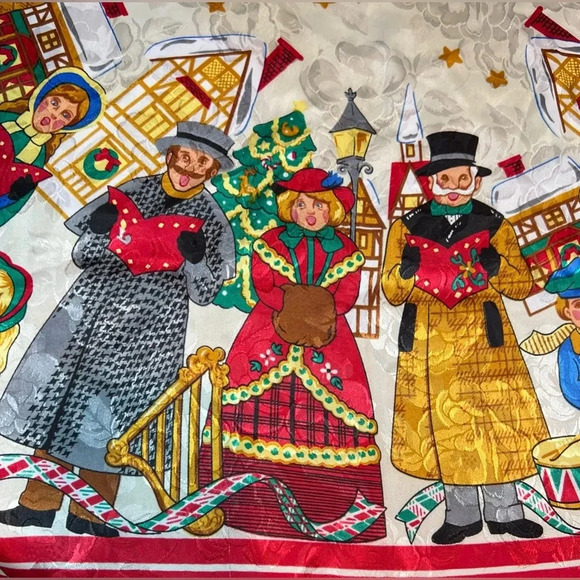 VINTAGE | Christmas carolers holiday scarf. - Picture 8 of 10